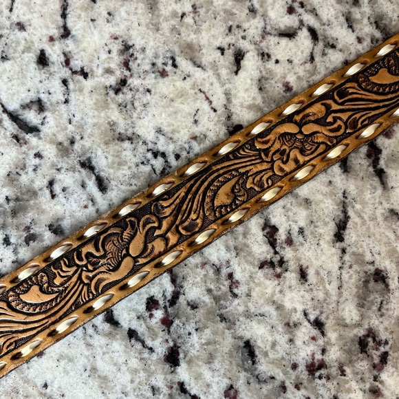 Vintage Tooled Leather “KEN” Belt - Picture 5 of 6